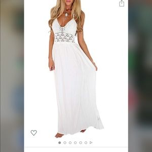 Gorgeous white crochet bohemian halter dress XS